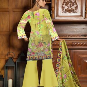 Digital Print 3 pcs Ladies Summar Collection with Neck Embroidery and Lawn Dupatta