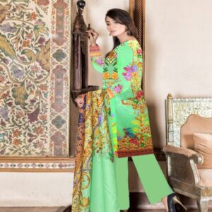 Digital Print 3 pcs Ladies Summar Collection with Neck Embroidery and Lawn Dupatta