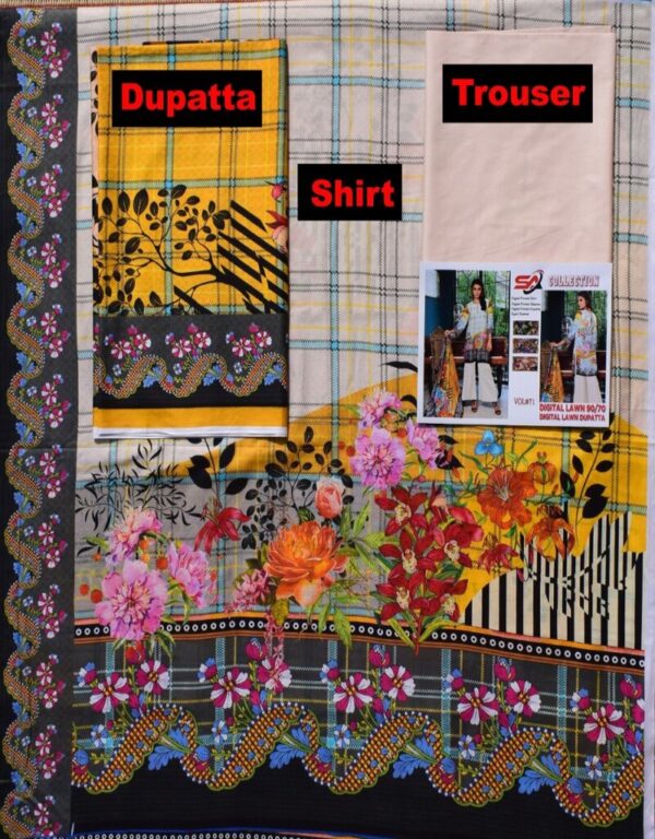 Digital Print 3 pcs Ladies Summar Collection with Lawn Dupatta