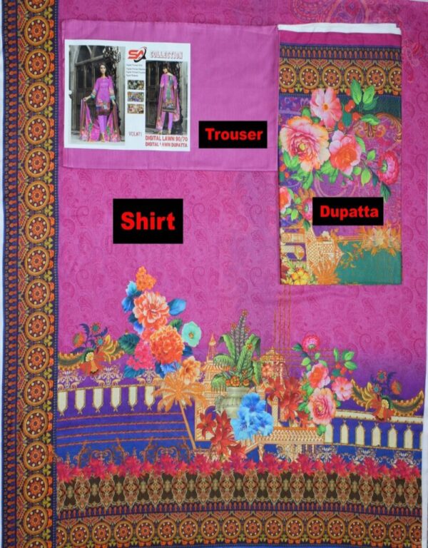 Digital Print 3 pcs Ladies Summar Collection with Lawn Dupatta