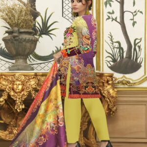 Digital Print 3 pcs Ladies Summar Collection with Neck Embroidery and Lawn Dupatta