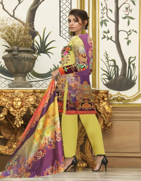 Digital Print 3 pcs Ladies Summar Collection with Neck Embroidery and Lawn Dupatta