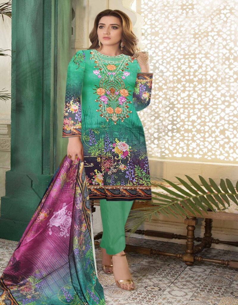 Digital Lawn with Neck Embroidery - Azam Markets